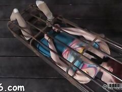 Sexy beauty is to lie inside a strapped body b.